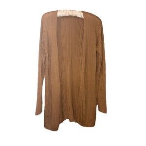L’espoir Women’s Japanese Tan Beige Open Front Knit Cardigan Sweater Size  L